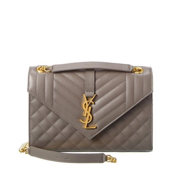 Saint Laurent Handbags - Saint Laurent Envelope Medium Leather Shoulder Bag, Grey
